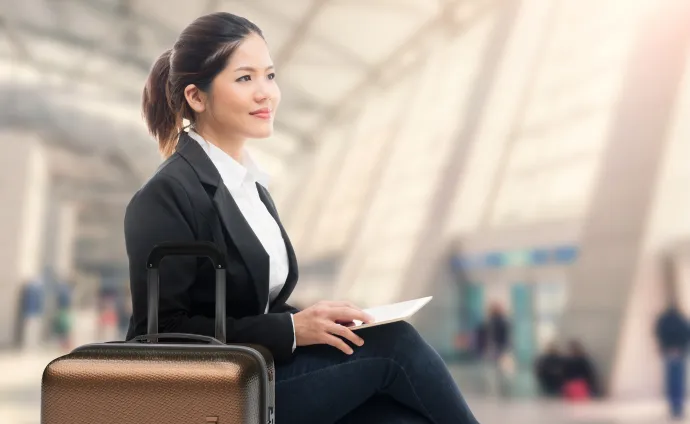 Business woman traveling internationally